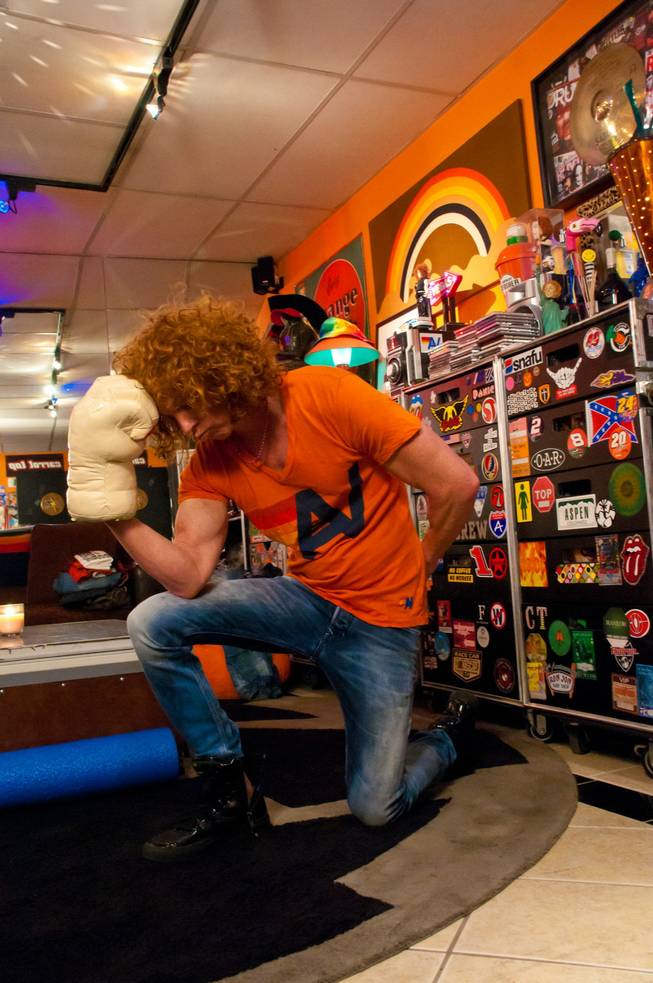 Carrot Top Tebows in his dressing room backstage before a show, March 1, 2012.